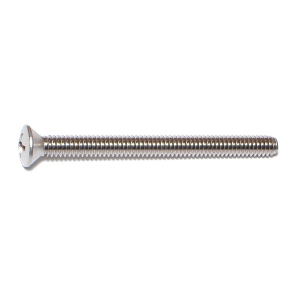 Midwest Fastener 1/4"-20 x 3 in Phillips Oval Machine Screw, Plain Stainless Steel, 3 PK 31747